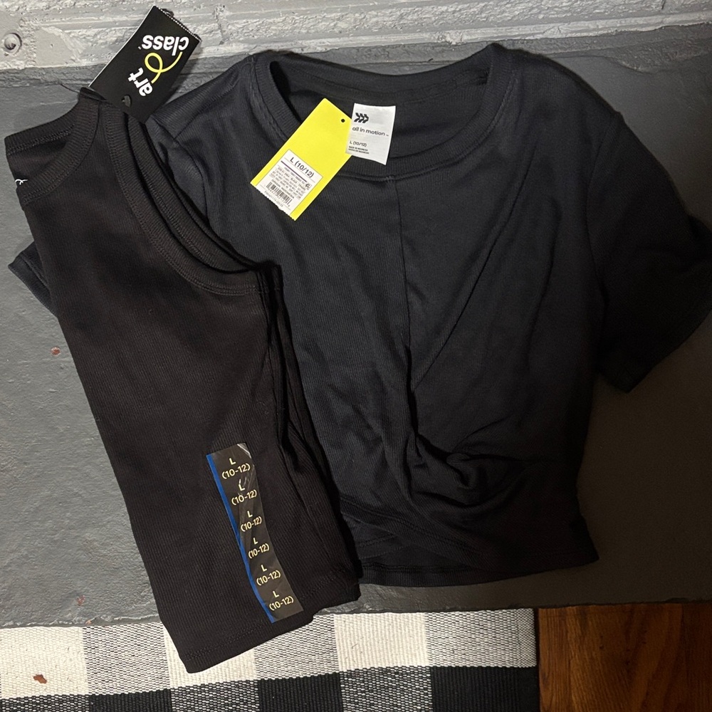 NWT Girls Art Class Ribbed Tank Top and NWT All In Motion Front Twist Ribbed Tee